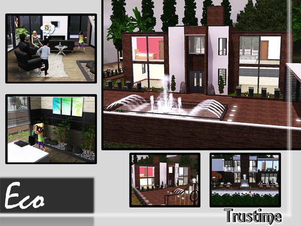 Sims 3 — Eco  by Trustime — This modern house has a kitchen, a dinning-room, 2,5 bathrooms, 3 bedrooms, a office, a