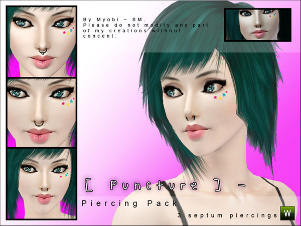 Sims 3 — [ Puncture ] Septum Piercing Pack by Screaming_Mustard — Ola! Here is a set of three new septum piercings for