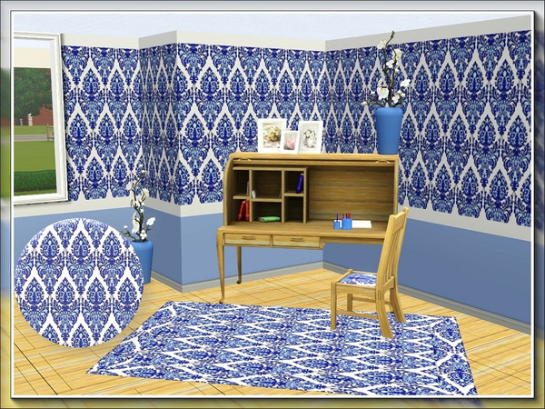 Sims 3 — marcorse_blue delft pattern by marcorse — An all-over repeat pattern in blue and white after the style of Dutch