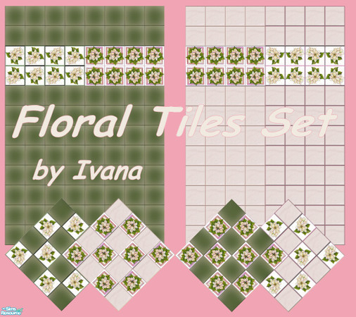 Sims 2 — Floral Tile Set by Ivancica — by Ivana visit my minisite at: http://www.thesimsresource.com/artists/Ivancica