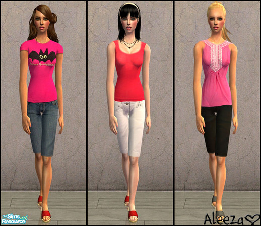 Sims 2 — Casual Shorts by Aleeza — A set of 3 new outfits and one new mesh included. No EP required. 