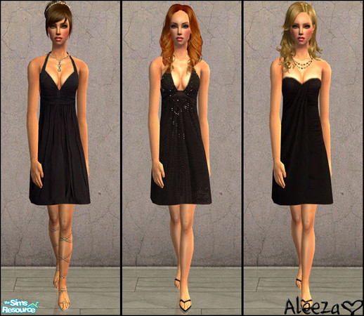 Sims 2 — Little Black Dress by Aleeza — A set of 3 new dresses and one new mesh included. No EP required. 