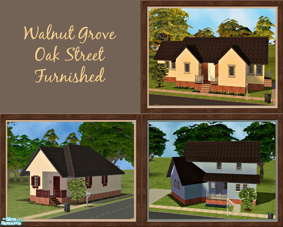 Sims 2 — Walnut Grove - Oak Street (furnished) by Pinecat — THESE HOMES ARE SO AFFORDABLE your Sims can work on their