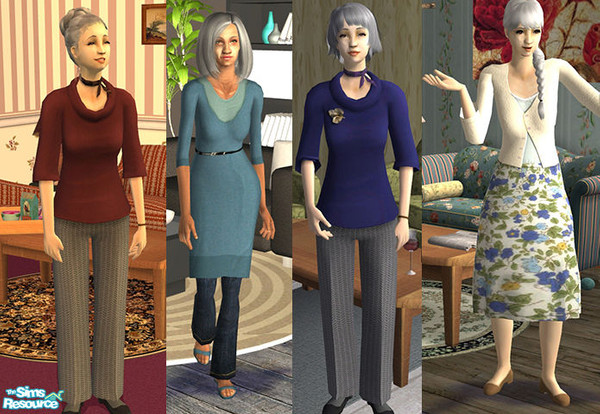 Sims 2 — Stylish old ladies by macthekat — Just because a sim is over 50 does not mean that she have to lose all style.