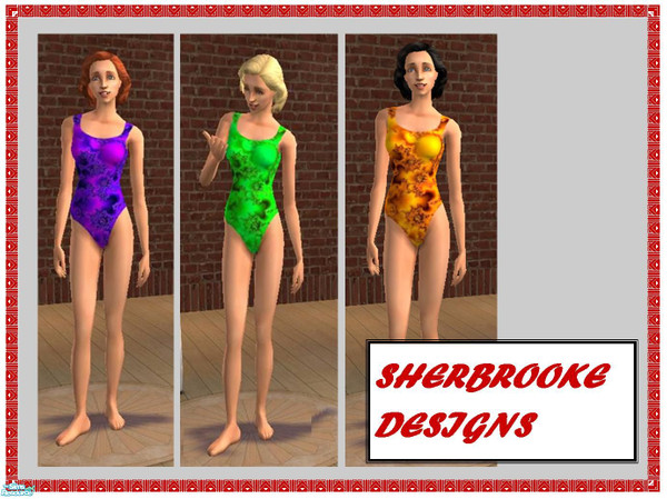 Sims 2 — Flame swim suits by BiancaLawrence — Swimsuits based on a flame design. Bright colours for a bright summer.