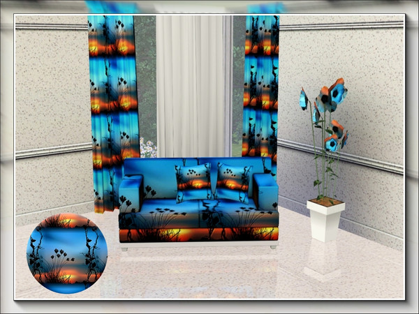 Sims 3 — marcorse_blue sunset pattern by marcorse — A gorgeous blue and orange sunset with silhouetted grass, meadow