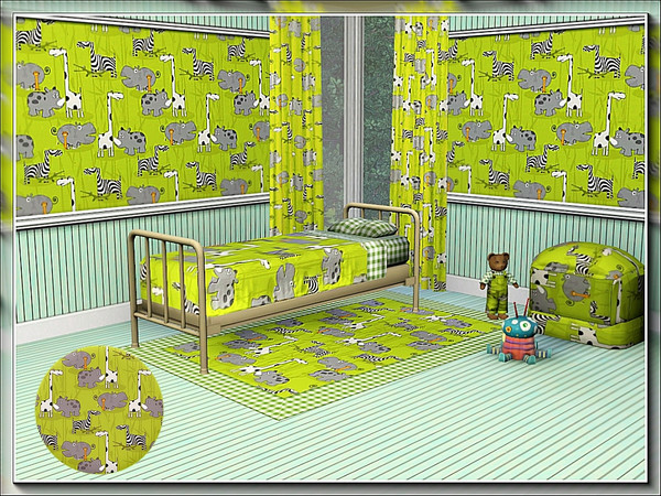 Sims 3 — marcorse_toon africa pattern by marcorse — A nursery pattern featuring cartoon versions of hippo, zebra, giraffe
