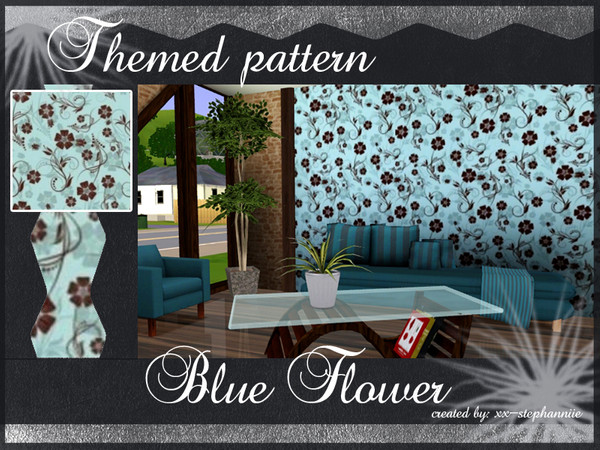 Sims 3 — Blue Flower  by xx-stephanniie2 — Blue Flower Pattern. Created by xx-Stephanniie