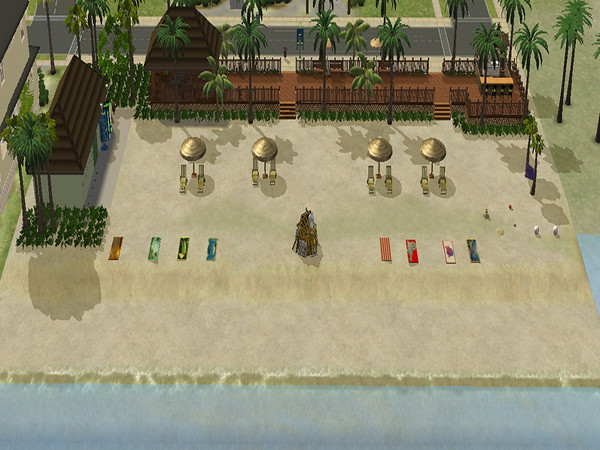 Sims 2 — The boardwalk by dgamergirl2 — A beach lot with a boardwalk. Includes table and chairs for eating at, a bar,