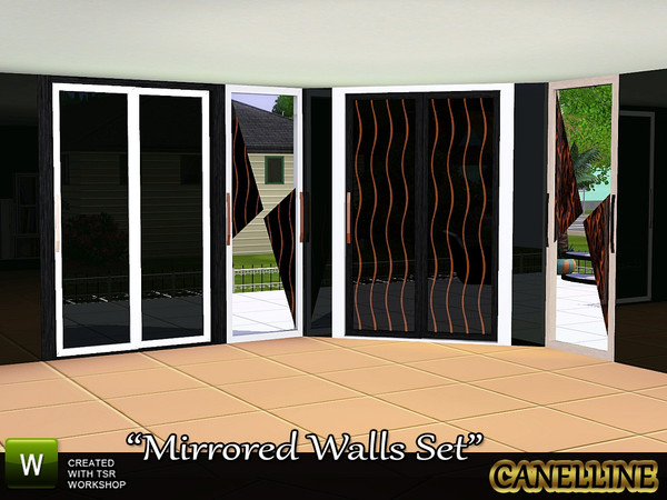Sims 3 — Sliding Door for Mirror Wall set by Canelline by Canelline — Sliding Door for Mirror Wall set by Canelline