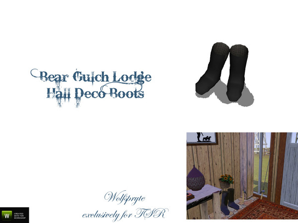 Sims 3 — Bear Gulch Lodge Hallway Boots by wolfspryte — part of the Bear Gulch Lodge Hallway Collection wolfspryte