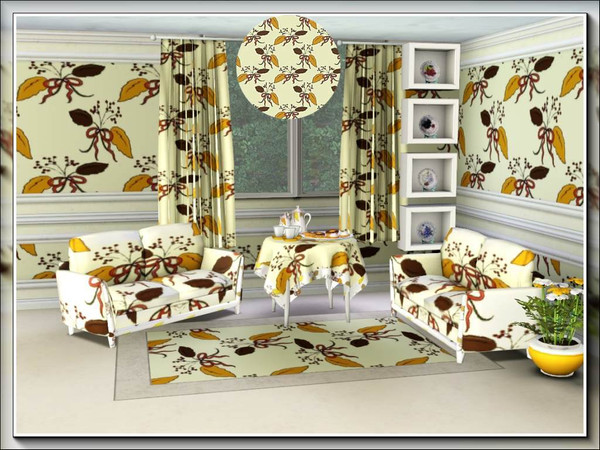 Sims 3 — marcorse_leafy bouquet 5 pattern by marcorse — The largest of the leafy bouquet patterns, in mellow shades of