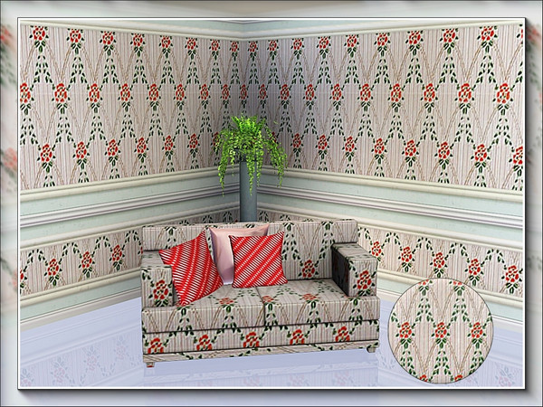 Sims 3 — marcorse_jenflowers pattern by marcorse — A modified herringbone-type design of leaves and flowers on a textured