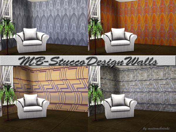 Sims 3 — MB-StuccoDesignWalls by matomibotaki — MB-StuccoDesignWalls, 2 modern and stylish design walls with 3
