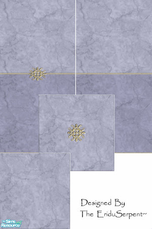 Sims 2 — Ornate Blue Marble Set by eriduserpent — Blue marble panel with ornate feature, another blue marble plain panel.