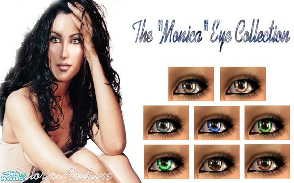 Sims 2 — VF Monica Eye Collection by fortunecookie1 — These eyes come in 8 colors with fun eye reflection. No particular