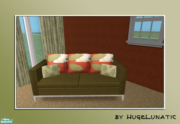 Sims 2 — Green Radiance - Sofa by HugeLunatic — Beautiful green nubby textured sofa and chair. Slightly retro/mod accent