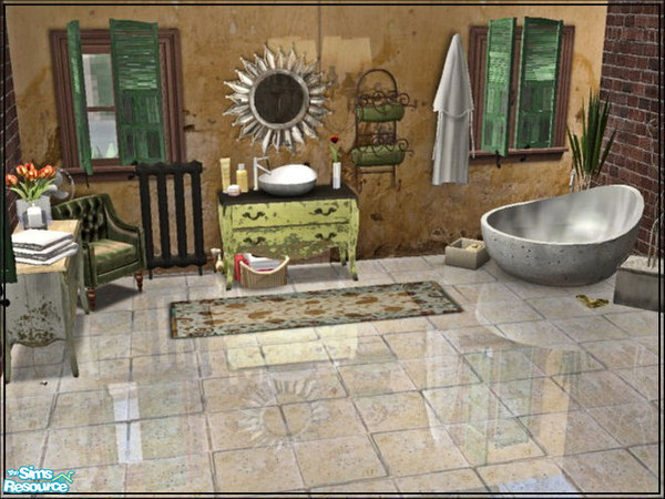 Sims 2 — Tuscany Bath by ~Monica~ — Requires bathroom 4 meshes by Sims In Paris; found on page 4 of bathrooms. Deco items