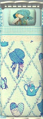 Sims 2 — Holly Hobbie Girls Room - Bedding by Riverwillows — A sweet little bedroom, with vintage Holly Hobbie in blues.