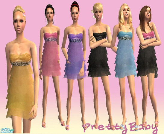 Sims 2 — Ruffle  by pretty_baby — A set of 6 dresses based on the ever so gorgeous mesh by Siluetta . I love this