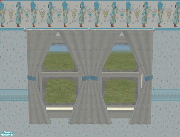 Sims 2 — Holly Hobbie Girls Room - Curtain by Riverwillows — A sweet little bedroom, with vintage Holly Hobbie in blues.