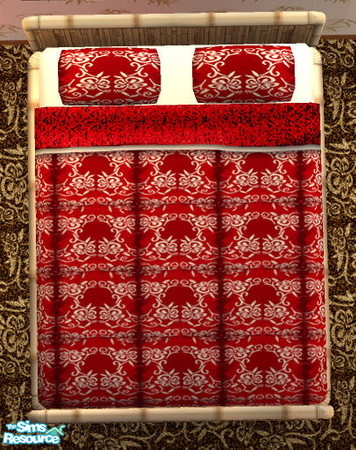 Sims 2 — Tiki Match Fabric Recolors - Red Floral Bedding by Simaddict99 — recolors Maxis bedding and my Tiki Match
