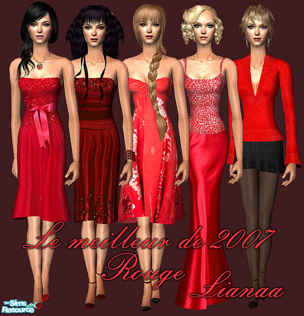 Sims 2 — Le meilleur de 2007 Rouge by Lianaa — Le meilleur de 2007 Rouge - red outfits, best of, by Lianaa