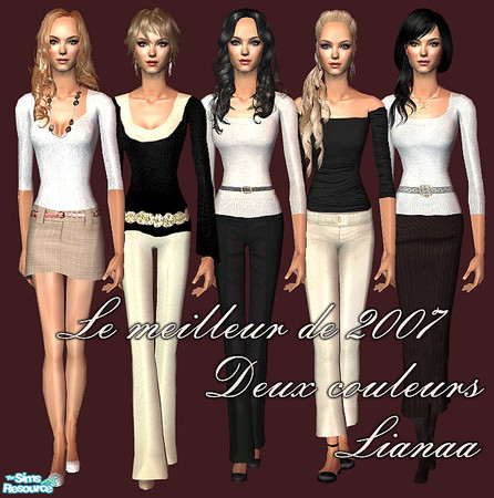 Sims 2 — Le meilleur de 2007 - Deux Couleurs by Lianaa — Le meilleur de 2007 - Deux Couleurs - black and white outfits,