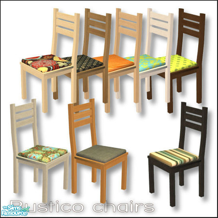 Sims 2 — Rustico chair recolors by mirake — 12 recolors of the rustico chair. You can mix and match the woods and