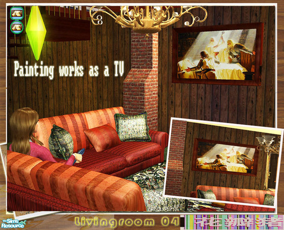 Sims 2 — Huabanzhu livingroom 04 - TV(painting) by huabanzhu — 