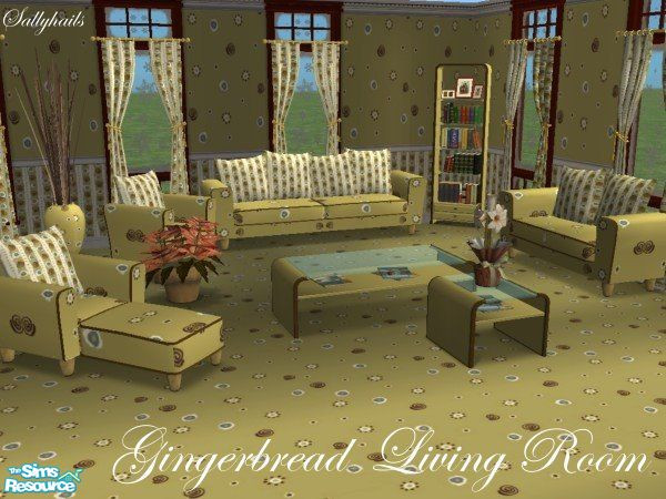 Sims 2 — Gingerbread Living Room. by sallyhails — Matches my Gingerbread Christmas Set. Set consists of recolours of -