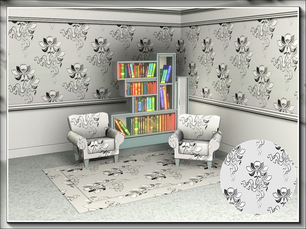 Sims 3 — marcorse_mono lotus pattern by marcorse — This pattern is based on a stylised lotus design, with floating