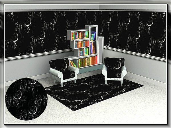 Sims 3 — marcorse_bandw flourish pattern by marcorse — Simple stylised leaves, flowers and flourishes in white on a black