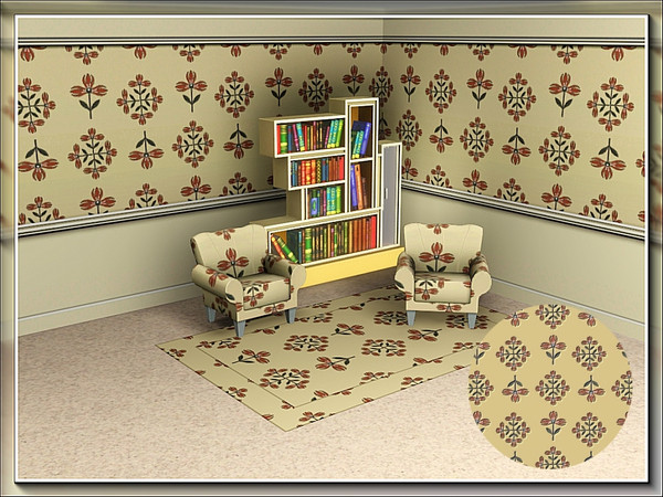 Sims 3 — marcorse_red lotus pattern by marcorse — A symmetrical repeat pattern featuring a stylised red lotus blossom.