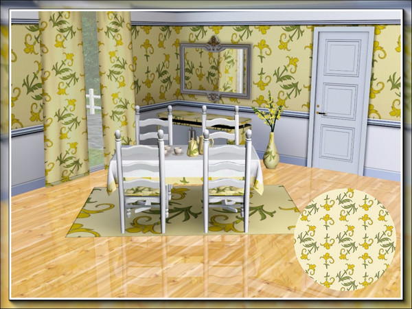 Sims 3 — marcorse_lily lily pattern by marcorse — Yellow lilies and foliage in a simple repeat pattern.