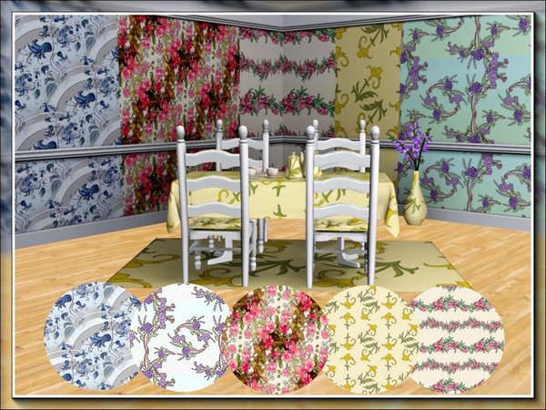 Sims 3 — marcorse_ floral fabrics pattern set by marcorse — A collection of five, quite different, flower patterns - all