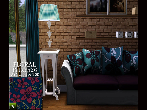 Sims 3 — Floral Pattern26 by ayyuff — recolorable floral pattern with 3 palettes