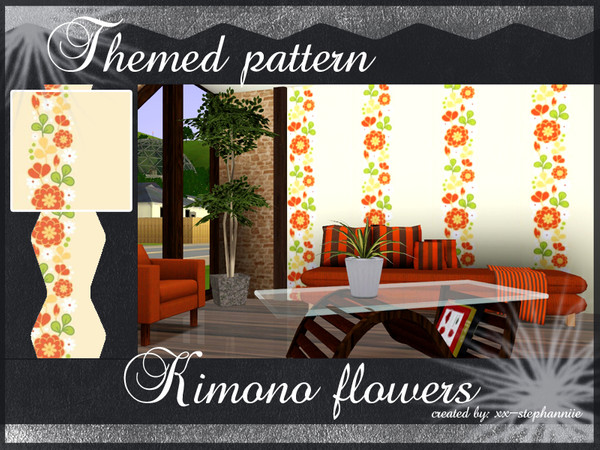 Sims 3 — Kimono flowers with line by xx-stephanniie2 — Kimono flowers with line. A themed pattern created by