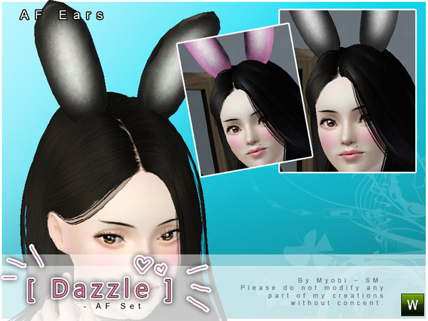 Sims 3 — [ Dazzle ] - AF Ears by Screaming_Mustard — With Valentine's day right around the corner, I decided to create a