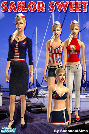 Sims 2 — Sailor Sweet! by Shannanigan — Nautical Themed Clothing and Accessories. This set contains recolors of various