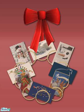 Sims 2 — Bow Card Holder - Mesh by Shakeshaft — Part of a set of wall mounted Christmas Card Holders in 2 designs a