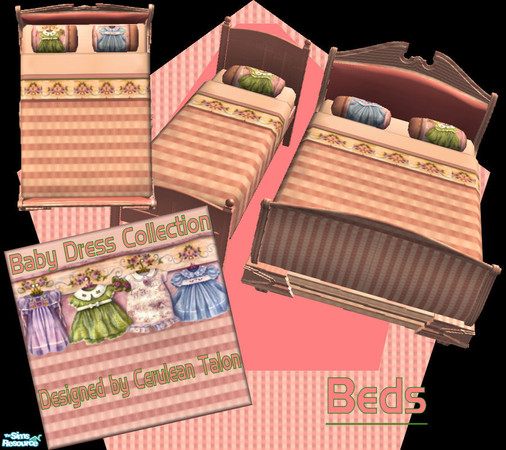 Sims 2 — Baby Dress Collection - Child - Bedframe 1 by Cerulean Talon — Delicate colors in pinks, corals, blues, greens