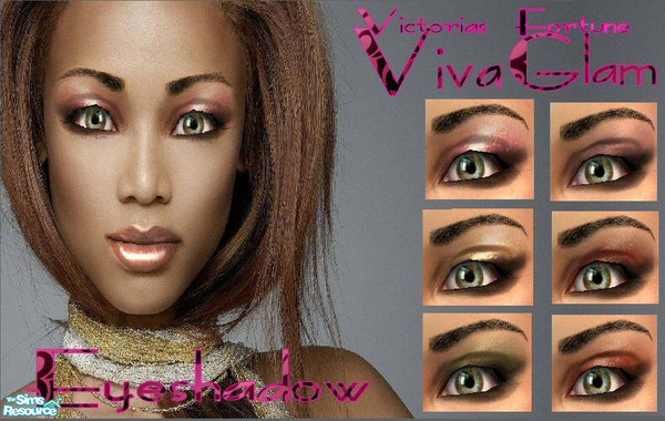 Sims 2 — VF Viva Glam Eyeshadow Collection by fortunecookie1 — In six different shimmery shades, Viva Glam Eyeshadow adds