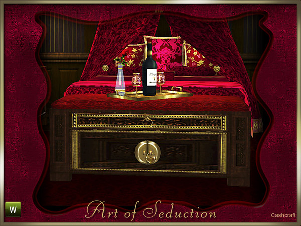 Sims 3 — Art of Seduction Coffee Table by Cashcraft — Handcrafted antique, embossed wood chest for the home. Cedar wood