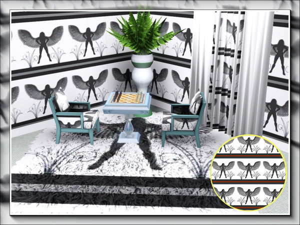 Sims 3 — marcorse_avenger pattern by marcorse — A fantasy design in black and white, decorated with lilies. featuring a