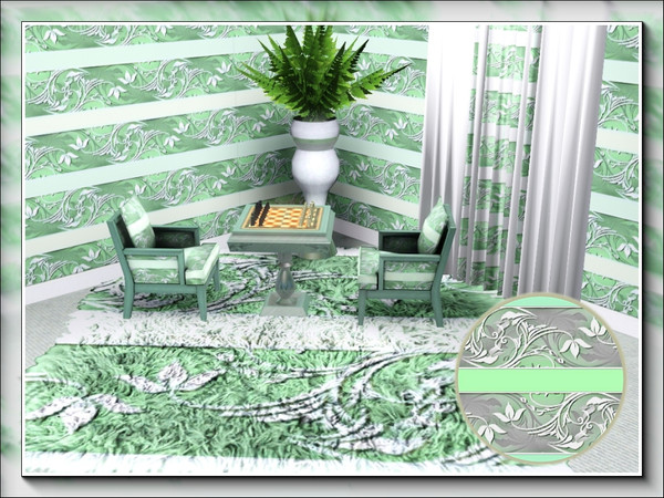 Sims 3 — marcorse_leafy stripes pattern by marcorse — A soft and pretty horizontally striped design, alternating plain