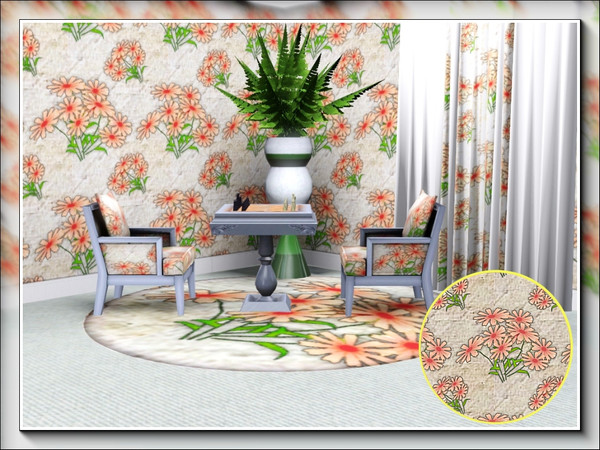 Sims 3 — marcorse_pretty as a daisy 2 pattern by marcorse — Orange daisies in a fan bouquet in a simple repeat design.