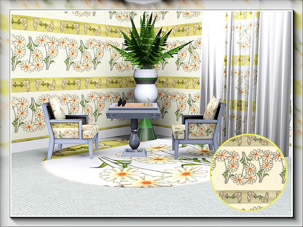 Sims 3 — marcorse_pretty as a daisy 4 pattern by marcorse — Yellow daisies, top and tail and end to end in alternate,