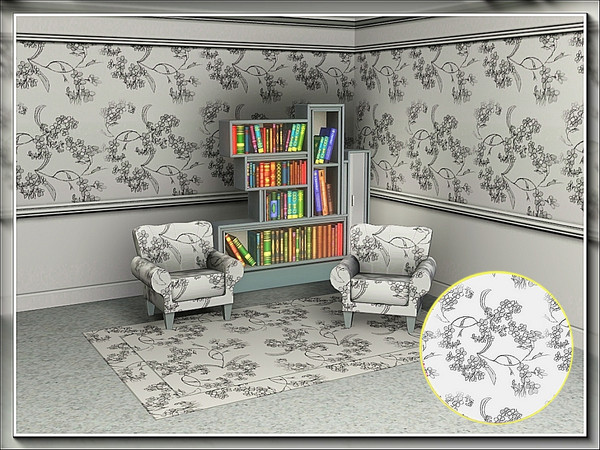 Sims 3 — marcorse_ gentle blossoms grey pattern by marcorse — Sprays of generic blossoms twist and twine in this floral