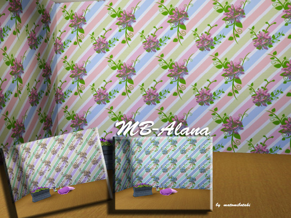 Sims 3 — MB-Alana by matomibotaki — Floral pattern with 3 recolorable areas, to find under Theme, by matomibotaki.